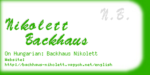 nikolett backhaus business card